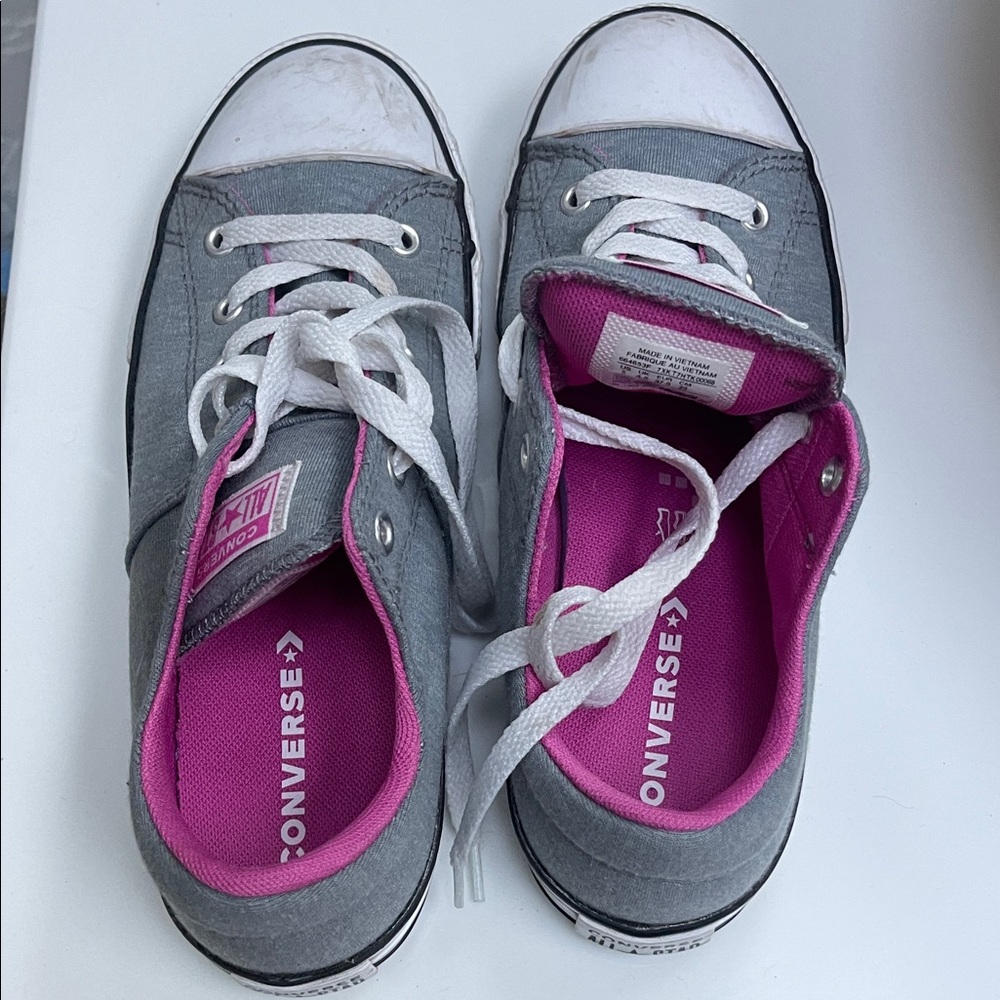 Converse Gray Sneakers with Pink Interior
